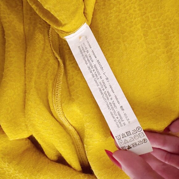 Zara Boho Maxi Dress Mustard Yellow Midi Long Sleeves - Picture 5 of 5